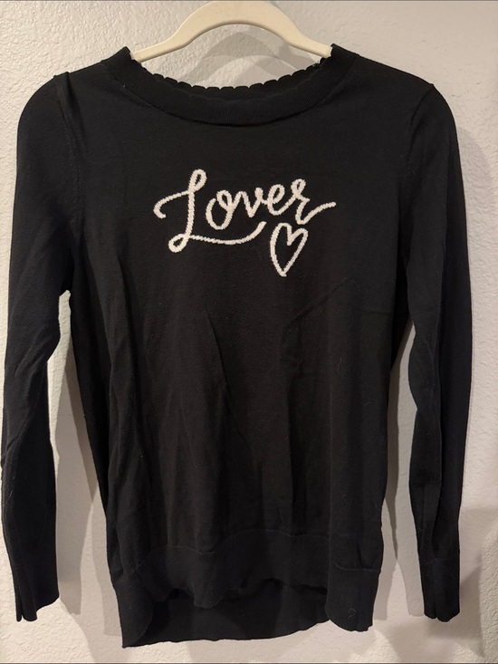 Banana Republic Sweaters - Banana Republic Black Sweater with White "Lover" Script
